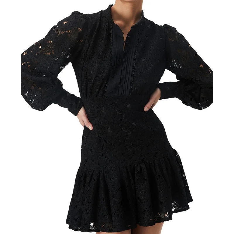 Womens Lace High Neck Fit & Flare Dress Tunics Occasion special