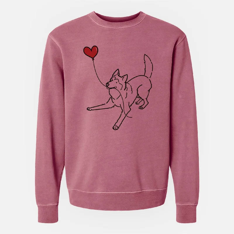 Siberian Husky Heart String - Unisex Pigment Dyed Crew Sweatshirt Hoodie with Stripes Bold Sporty Siberian Husky Heart String - Unisex Pigment Dyed Crew Sweatshirt Hoodie with Stripes Bold Sporty