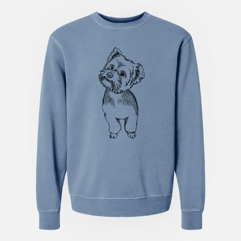Doodled Margie Mae the Yorkshire Terrier - Unisex Pigment Dyed Crew Sweatshirt Hoodie with Contrast Stitching Detailed Premium Doodled Margie Mae the Yorkshire Terrier - Unisex Pigment Dyed Crew Sweatshirt Hoodie with Contrast Stitching Detailed Premium