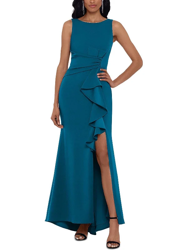 Womens Cascade Ruffle Sleeveless Evening Dress Tunics Sophisticated sleek