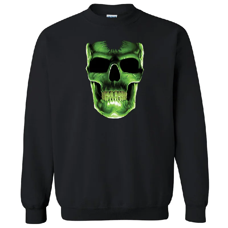 Zexpa Apparelâ„¢ Glow in The Dark Green Skull Unisex Crewneck Halloween Costume Sweatshirt Hoodie with Strings Custom Fit Adjustable Zexpa Apparelâ„¢ Glow in The Dark Green Skull Unisex Crewneck Halloween Costume Sweatshirt Hoodie with Strings Custom Fit Adjustable