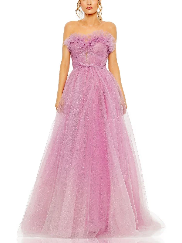Womens Glitter Strapless Evening Dress Tunics Stylish elegant