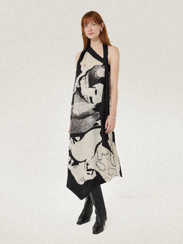 Collage Print Scarf Dress | Monochrome Tunics Bridal satin