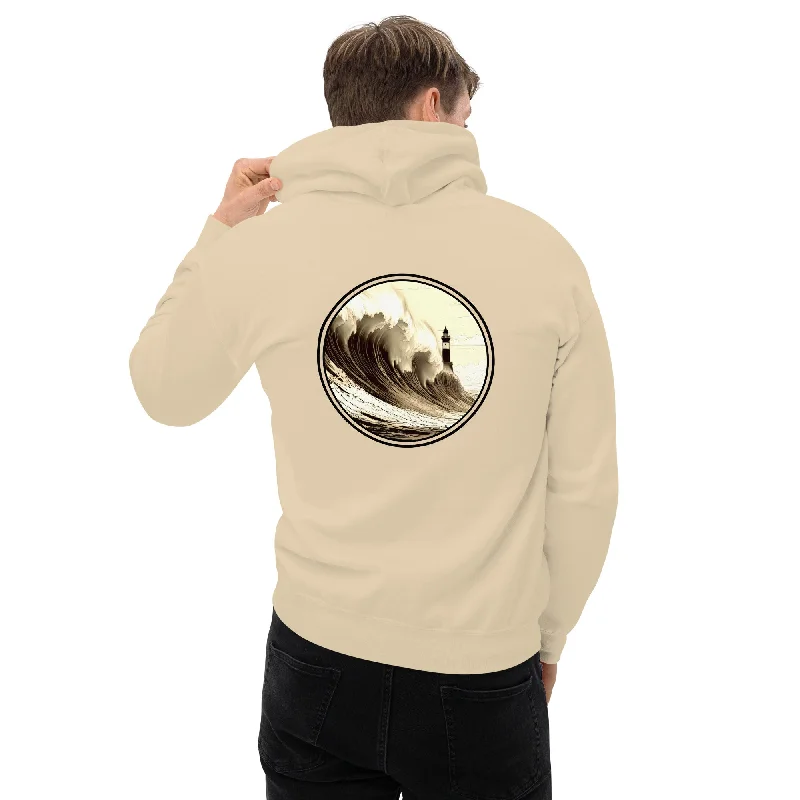 Hoodie - Surf Collection - Giant Wave Nazare Hoodie with Hem Detail Decorative Unique Hoodie - Surf Collection - Giant Wave Nazare Hoodie with Hem Detail Decorative Unique