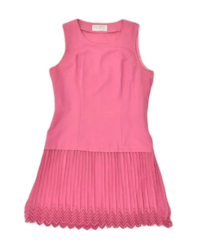 ELISA LANDRI Womens Pleated Drop Waist Dress IT 44 Medium Pink Polyester Tunics Ceremony elegant