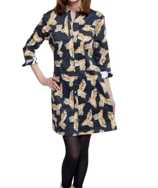 Sag Harbor Dress In Black Ground With Tigers Tunics Essential wardrobe