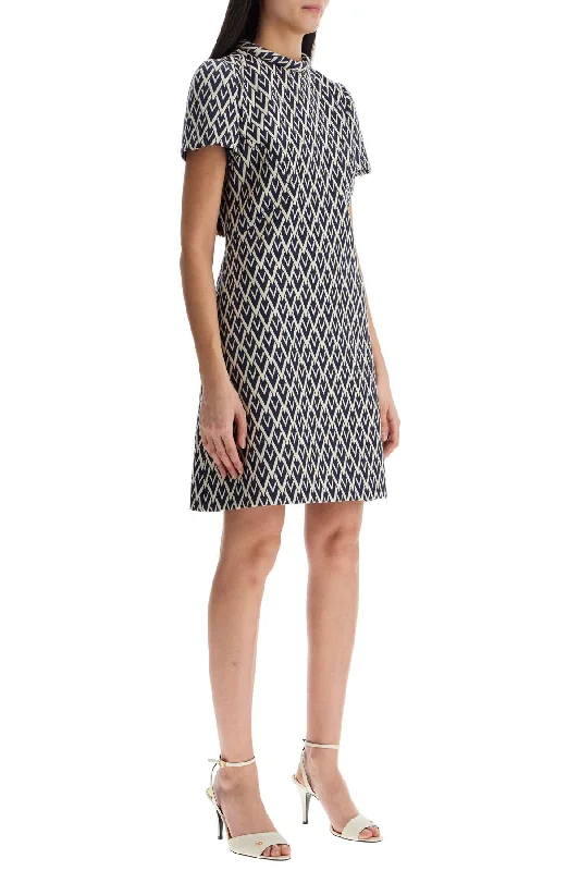 Valentino Garavani Slim Fit High Neck Blue Wool Dress empire Waist empire