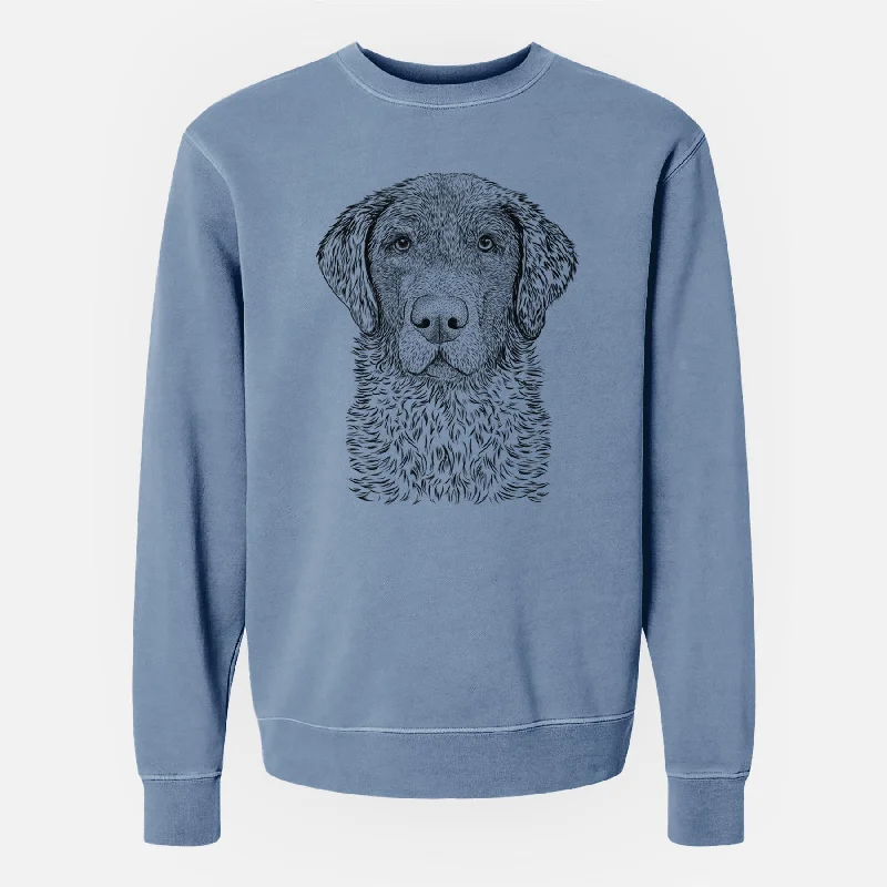 Bare Whiskey the Chocolate Lab - Unisex Pigment Dyed Crew Sweatshirt Hoodie with Hood Adjustable Protection