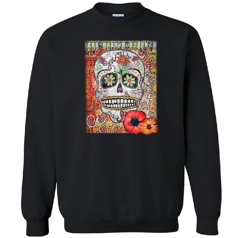 Zexpa Apparelâ„¢ Flower Sugar Skull Unisex Crewneck Day Of Dead Dia De Muertos Sweatshirt Hoodie with Typography Text Message Zexpa Apparelâ„¢ Flower Sugar Skull Unisex Crewneck Day Of Dead Dia De Muertos Sweatshirt Hoodie with Typography Text Message