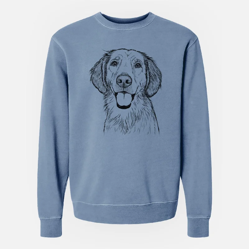 Bare Riley the Golden Retriever - Unisex Pigment Dyed Crew Sweatshirt Hoodie with Button Placket Classic Preppy Bare Riley the Golden Retriever - Unisex Pigment Dyed Crew Sweatshirt Hoodie with Button Placket Classic Preppy