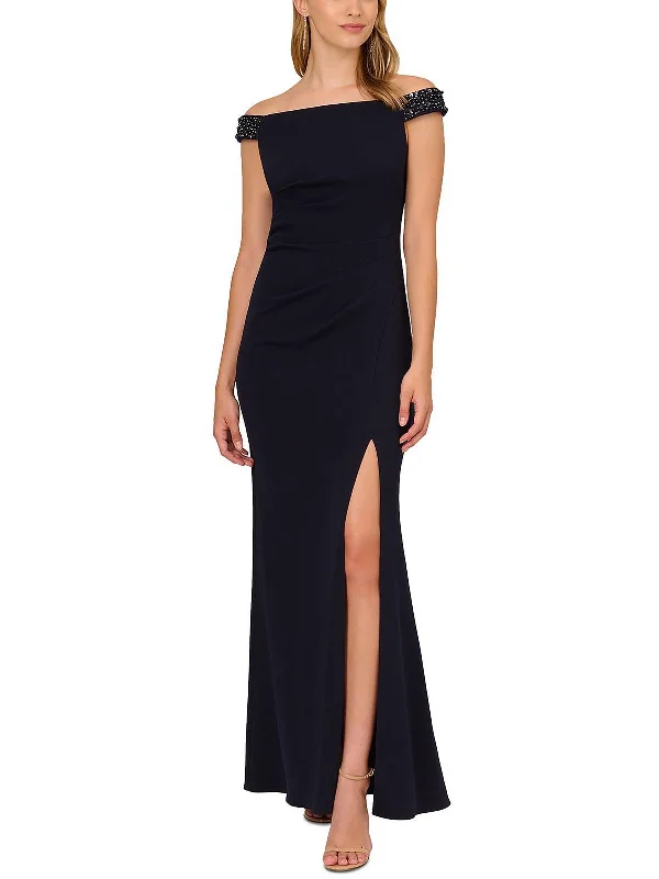 Womens Beaded Off-The-Shoulder Evening Dress Tunics Party sparkling