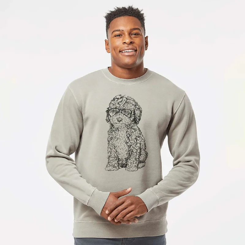 Aviator Sweet Tea the Mini Doodle - Unisex Pigment Dyed Crew Sweatshirt Hoodie with Metallic Shiny Futuristic Aviator Sweet Tea the Mini Doodle - Unisex Pigment Dyed Crew Sweatshirt Hoodie with Metallic Shiny Futuristic