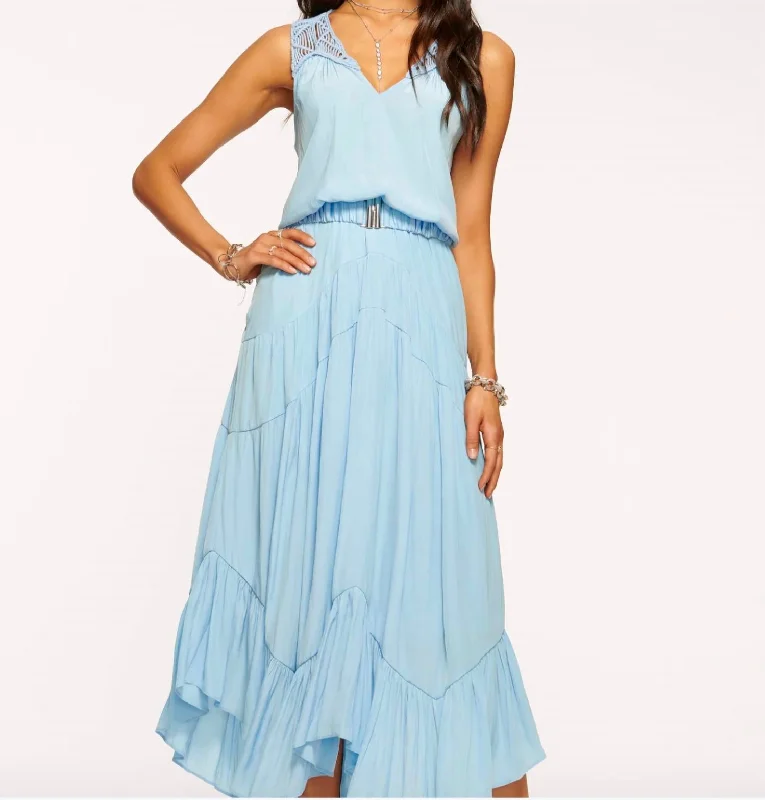 Fenix Dress In Misty Blue Tunics Satin smooth