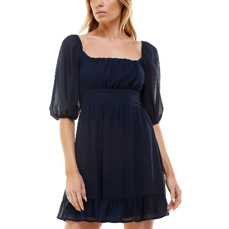 Speechless Womens Juniors Emma Chiffon Tie-Back Fit & Flare Dress Tunics Chinos classic