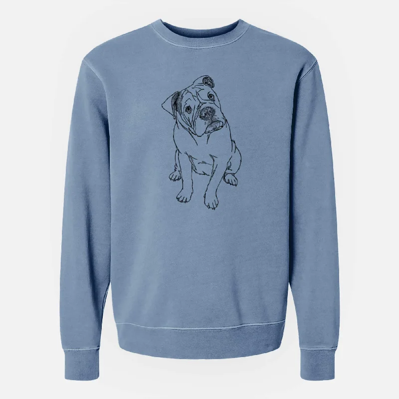 Doodled Archie the Olde English Bulldog - Unisex Pigment Dyed Crew Sweatshirt Hoodie with Cuffed Sleeves Snug Secure Doodled Archie the Olde English Bulldog - Unisex Pigment Dyed Crew Sweatshirt Hoodie with Cuffed Sleeves Snug Secure