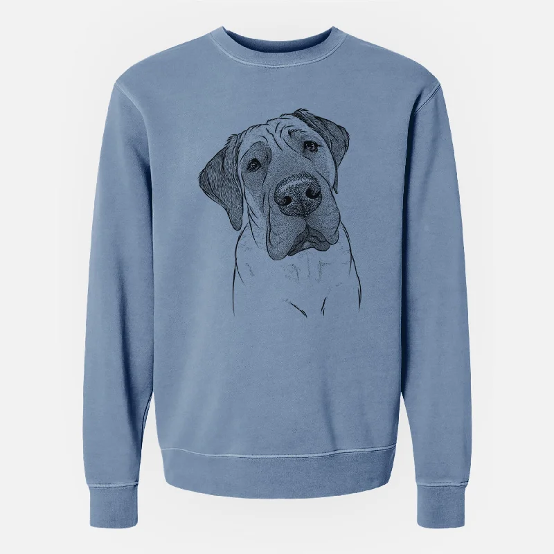 Bare Nutterbutter the English Mastiff - Unisex Pigment Dyed Crew Sweatshirt Hoodie with Embroidery Detailed Premium Bare Nutterbutter the English Mastiff - Unisex Pigment Dyed Crew Sweatshirt Hoodie with Embroidery Detailed Premium