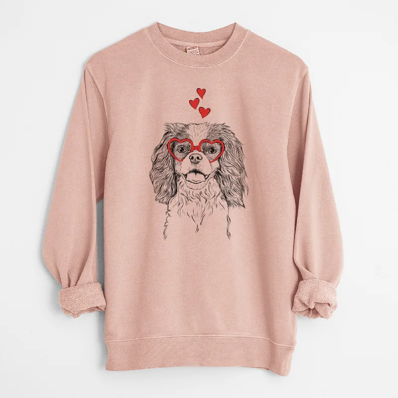 Valentine Poppy the Cavalier King Charles Spaniel - Unisex Pigment Dyed Crew Sweatshirt Hoodie with Hem Ribbing Snug Secure Valentine Poppy the Cavalier King Charles Spaniel - Unisex Pigment Dyed Crew Sweatshirt Hoodie with Hem Ribbing Snug Secure