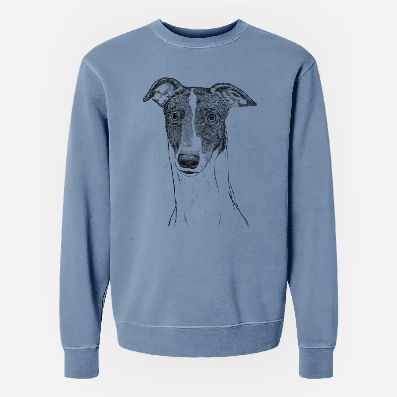 Bare Vyncent the Greyhound - Unisex Pigment Dyed Crew Sweatshirt Hoodie with Thumb Holes Functional Cozy Bare Vyncent the Greyhound - Unisex Pigment Dyed Crew Sweatshirt Hoodie with Thumb Holes Functional Cozy