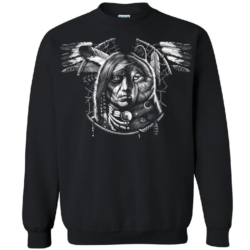 Zexpa Apparelâ„¢ Eagle Wings Chief Wolf Face Unisex Crewneck Tribal Warrior Sweatshirt Hoodie with Cropped Fit Short Trendy Zexpa Apparelâ„¢ Eagle Wings Chief Wolf Face Unisex Crewneck Tribal Warrior Sweatshirt Hoodie with Cropped Fit Short Trendy