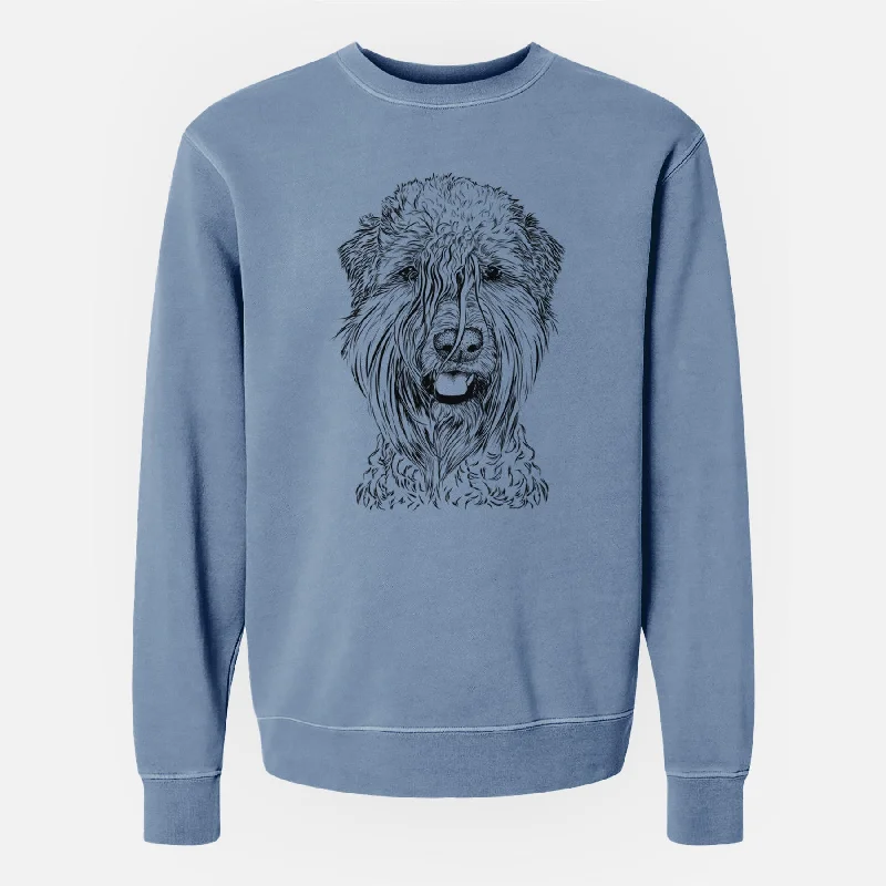 Bare Pierre the Soft Coated Wheaten Terrier - Unisex Pigment Dyed Crew Sweatshirt Hoodie with Hem Embroidery Detailed Premium Bare Pierre the Soft Coated Wheaten Terrier - Unisex Pigment Dyed Crew Sweatshirt Hoodie with Hem Embroidery Detailed Premium