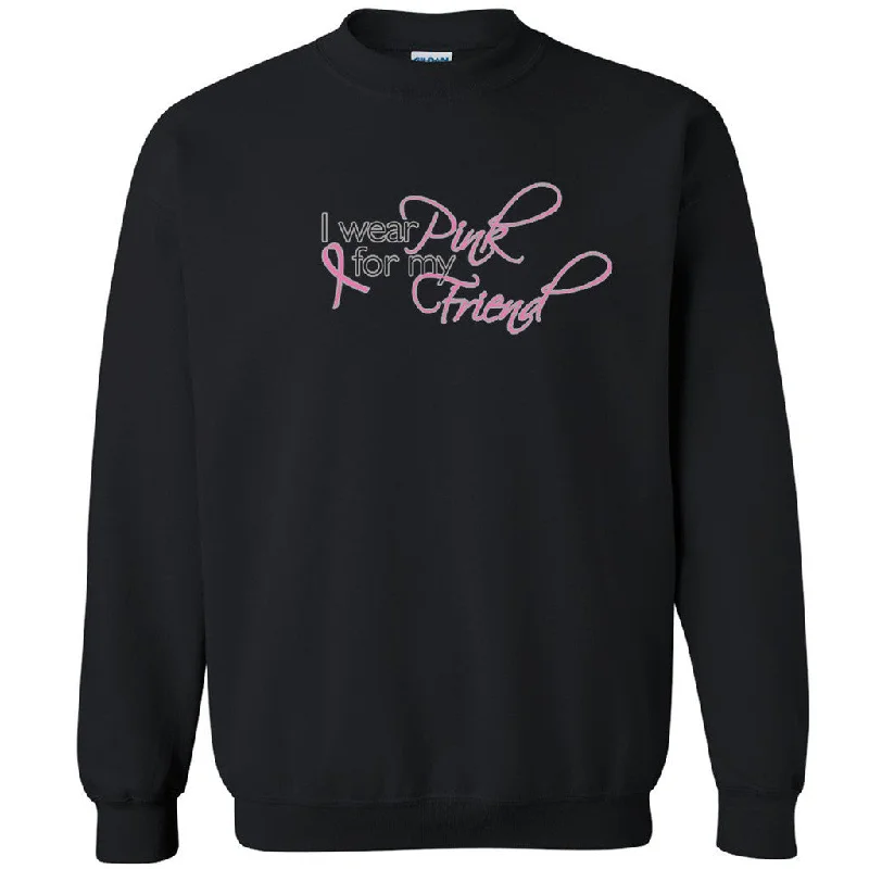 Zexpa Apparelâ„¢ I Wear Pink For My Friend Unisex Crewneck Breast Cancer Month Sweatshirt Hoodie with Velcro Closure Adjustable Secure Zexpa Apparelâ„¢ I Wear Pink For My Friend Unisex Crewneck Breast Cancer Month Sweatshirt Hoodie with Velcro Closure Adjustable Secure