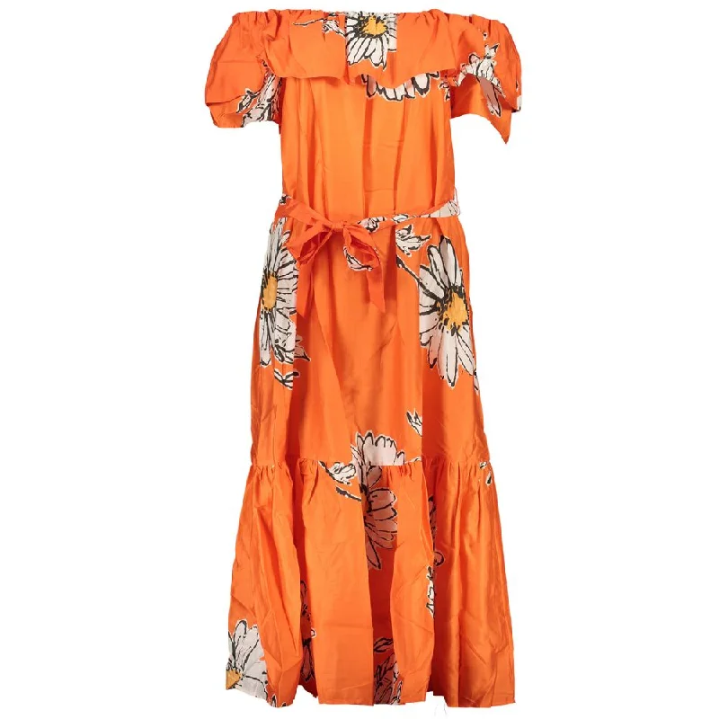 Desigual Orange Cotton Women's Dress Floral Print girly