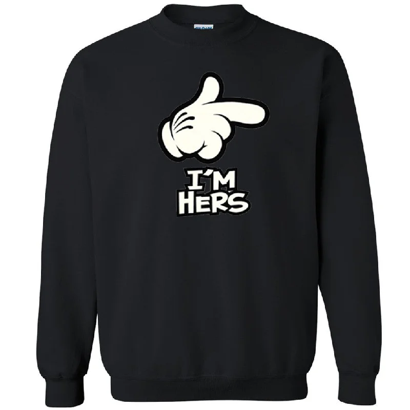 Zexpa Apparelâ„¢ I'm Hers Unisex Crewneck Cartoon Hand Couple Matching Valentines Sweatshirt Hoodie with Half-Zip Sporty Casual Zexpa Apparelâ„¢ I'm Hers Unisex Crewneck Cartoon Hand Couple Matching Valentines Sweatshirt Hoodie with Half-Zip Sporty Casual