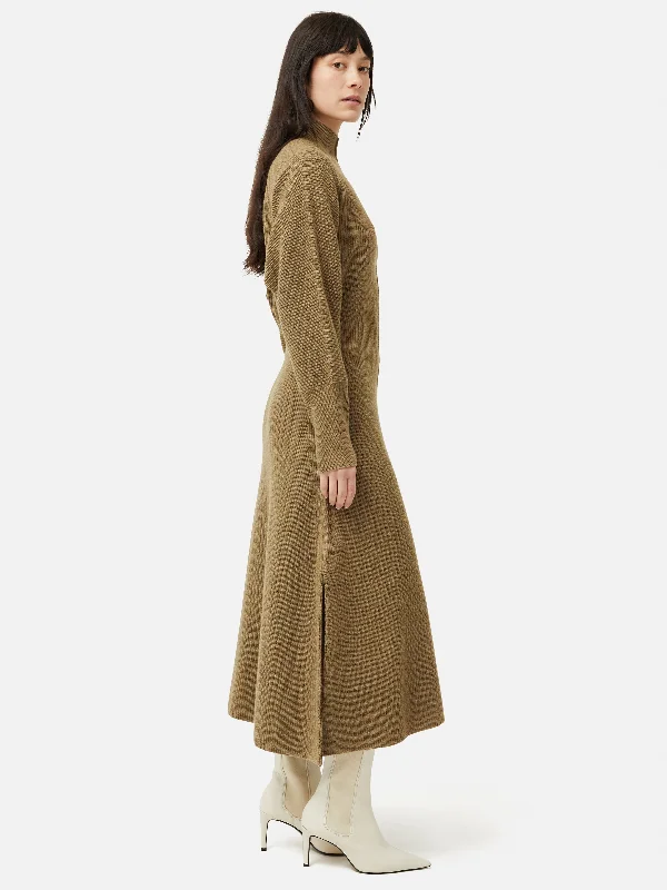 Merino Blend Batwing Dress | Khaki Tunics Running lightweight
