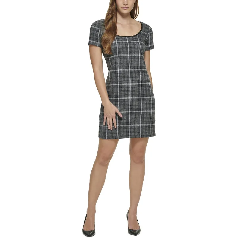 Womens Scoop Neck Mini Sheath Dress Tunic Top Casual