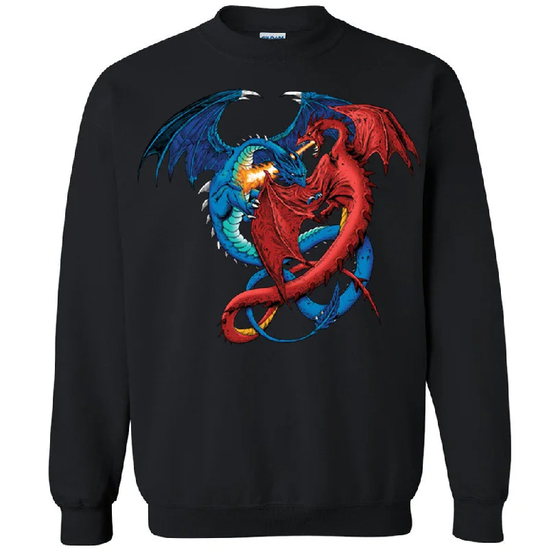 Zexpa Apparelâ„¢ Blue and Red Twin Dragons Unisex Crewneck Cool High Quality Sweatshirt Hoodie with Hem Patch Decorative Personalized Zexpa Apparelâ„¢ Blue and Red Twin Dragons Unisex Crewneck Cool High Quality Sweatshirt Hoodie with Hem Patch Decorative Personalized