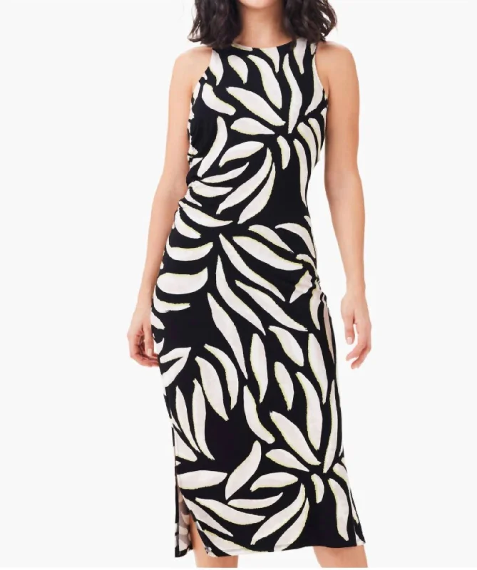 Breezy Leaves Dress In Black Multi Tunics Practical durable