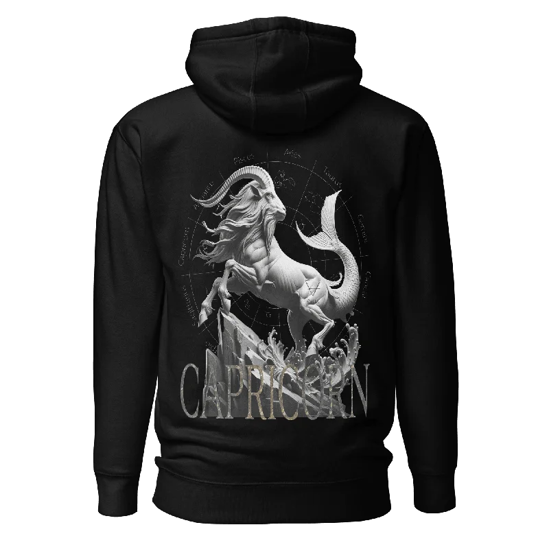 Deadpan Couture Zodiac "Capricorn" Unisex Hoodie Hoodie with Stripes Bold Sporty