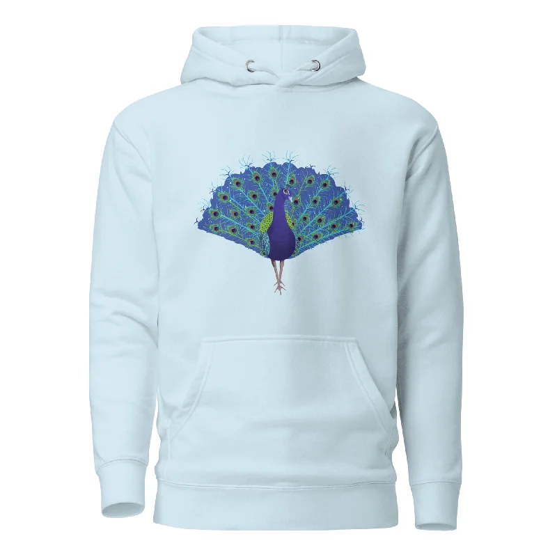 "Strut Your Stuff" Peacock Hoodie (Unisex) Hoodie with Pocket Utility Practical