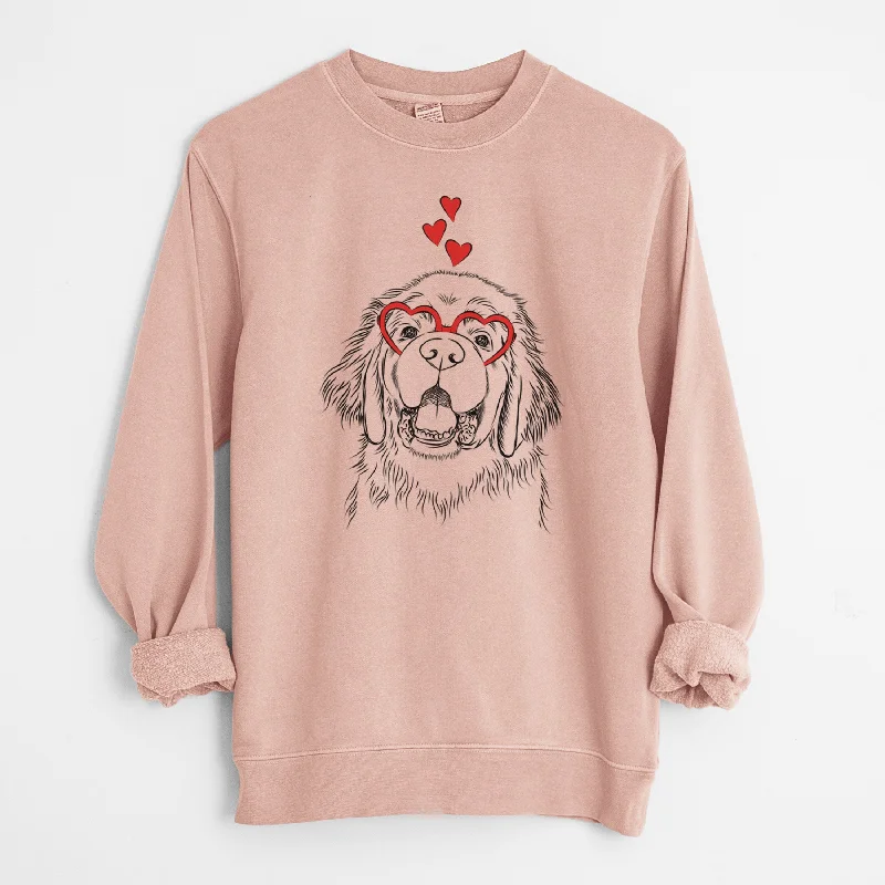 Valentine Mozart the Newfoundland - Unisex Pigment Dyed Crew Sweatshirt Hoodie with Typography Text Message Valentine Mozart the Newfoundland - Unisex Pigment Dyed Crew Sweatshirt Hoodie with Typography Text Message