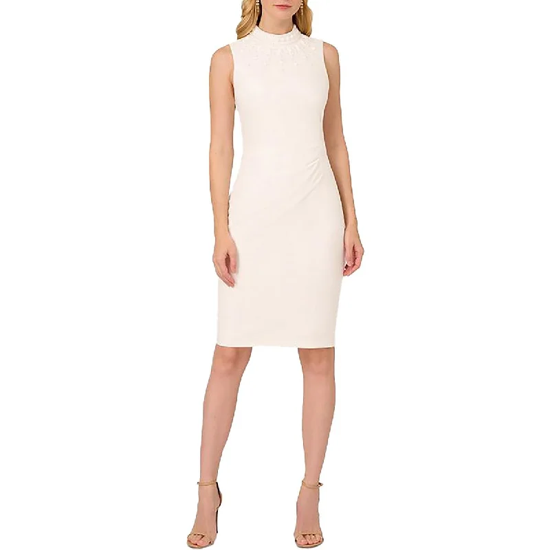 Womens Embellished High Neck Sheath Dress Tunics Stylish modern