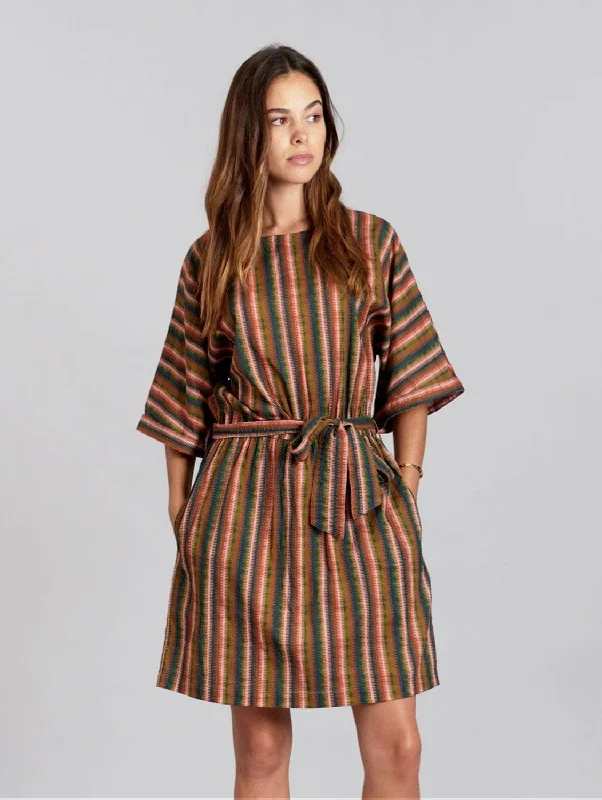 Azul Women's Organic Cotton Weave Stripe Dress | Green Tunics Exclusive limited