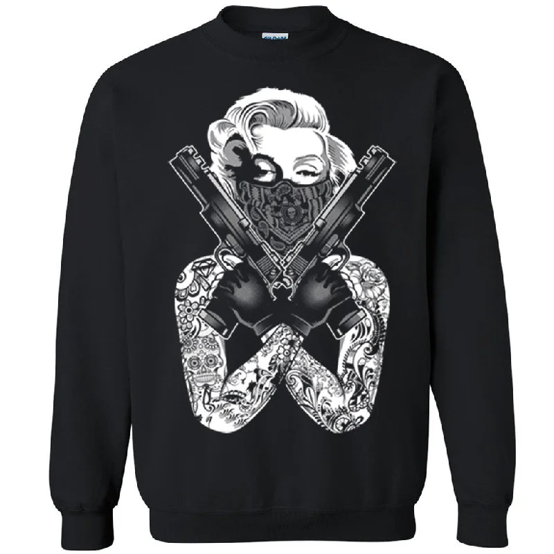 Zexpa Apparelâ„¢ Marilyn Monroe Gangster Unisex Crewneck Guns Tattoos Cool Beauty Sweatshirt Hoodie with Earth Tones Natural Calm Zexpa Apparelâ„¢ Marilyn Monroe Gangster Unisex Crewneck Guns Tattoos Cool Beauty Sweatshirt Hoodie with Earth Tones Natural Calm