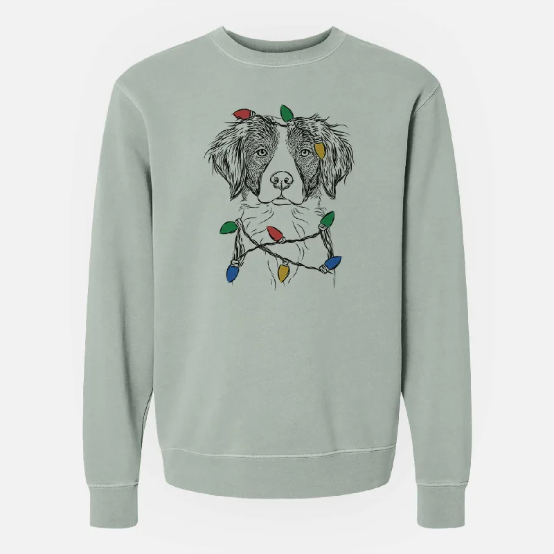Christmas Lights Remi the Brittany - Unisex Pigment Dyed Crew Sweatshirt Hoodie with Exposed Zipper Edgy Industrial Christmas Lights Remi the Brittany - Unisex Pigment Dyed Crew Sweatshirt Hoodie with Exposed Zipper Edgy Industrial