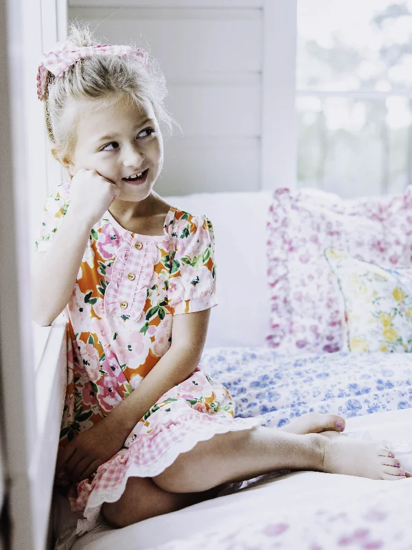 Everyday Play Dress - Glowing Pink Flowers Tunics Stylish elegant