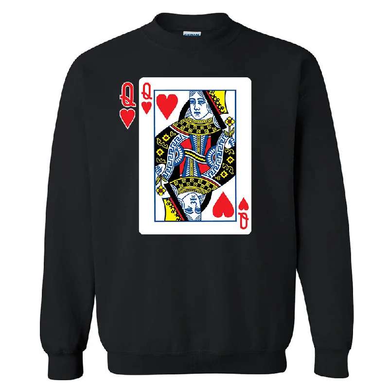 Zexpa Apparelâ„¢ Hearts Queen Game Card Unisex Crewneck Couple Matching Valentines Day Sweatshirt Hoodie with Hem Contrast Bold Stylish Zexpa Apparelâ„¢ Hearts Queen Game Card Unisex Crewneck Couple Matching Valentines Day Sweatshirt Hoodie with Hem Contrast Bold Stylish