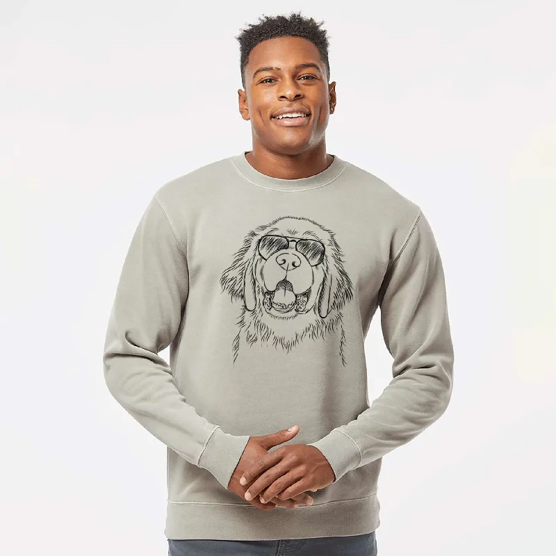 Aviator Mozart the Newfoundland - Unisex Pigment Dyed Crew Sweatshirt Hoodie with Illustration Artistic Creative Aviator Mozart the Newfoundland - Unisex Pigment Dyed Crew Sweatshirt Hoodie with Illustration Artistic Creative