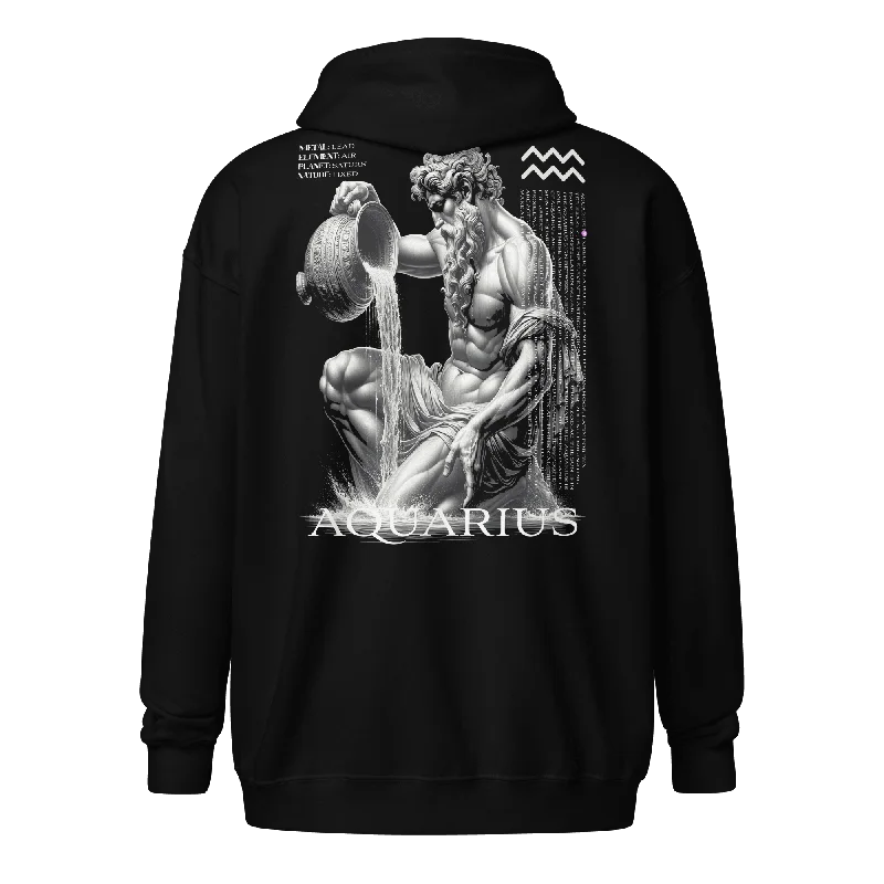 Deadpan Couture "Aquarius" Zip Hoodie Hoodie with Hem Drawcord Adjustable Customizable