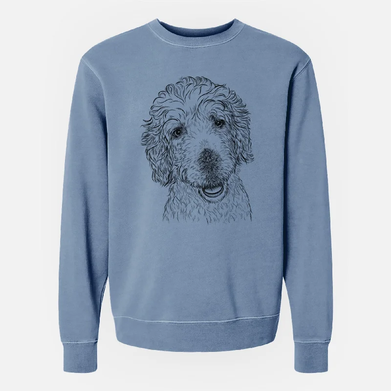 Bare Preston the Labradoodle - Unisex Pigment Dyed Crew Sweatshirt Hoodie with Front Slit Layering Stylish Bare Preston the Labradoodle - Unisex Pigment Dyed Crew Sweatshirt Hoodie with Front Slit Layering Stylish