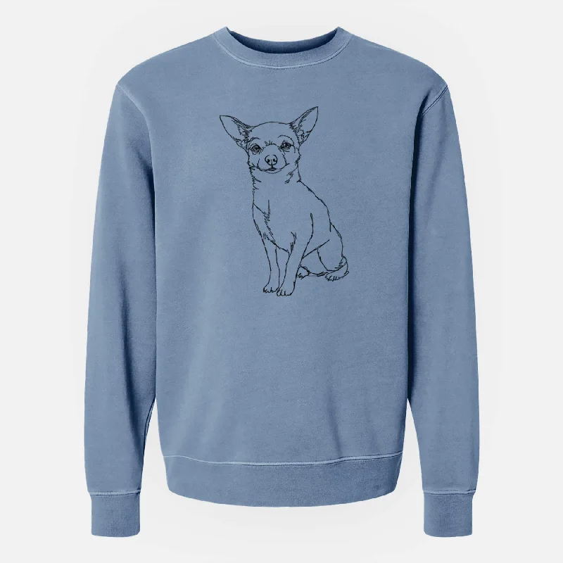 Doodled Chihuahua the - Unisex Pigment Dyed Crew Sweatshirt Hoodie with Mock Neck Collared Structured Doodled Chihuahua the - Unisex Pigment Dyed Crew Sweatshirt Hoodie with Mock Neck Collared Structured