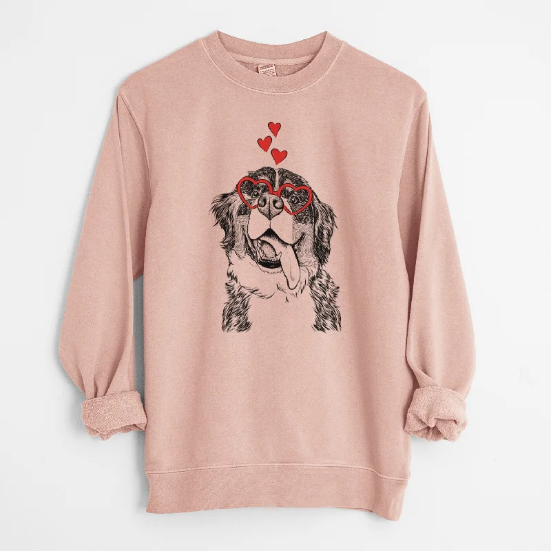 Valentine Theo the Bernese Mountain Dog - Unisex Pigment Dyed Crew Sweatshirt Hoodie with Sequins Glamorous Eye-catching Valentine Theo the Bernese Mountain Dog - Unisex Pigment Dyed Crew Sweatshirt Hoodie with Sequins Glamorous Eye-catching