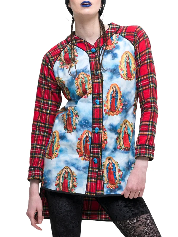 Baseball Jersey Dress in Blue Our Lady of Guadalupe Print Tunics Solid Classic