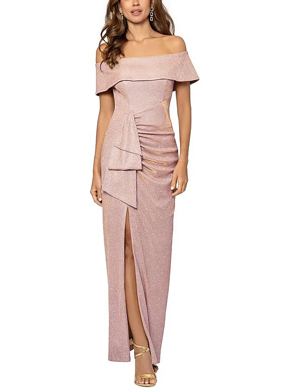 Womens Metallic Polyester Evening Dress Tunics Chic elegant