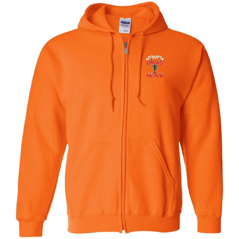 There's No Place Like The Dragway Zip Up Hooded Sweatshirt Hoodie with Hem Contrast Bold Stylish There's No Place Like The Dragway Zip Up Hooded Sweatshirt Hoodie with Hem Contrast Bold Stylish