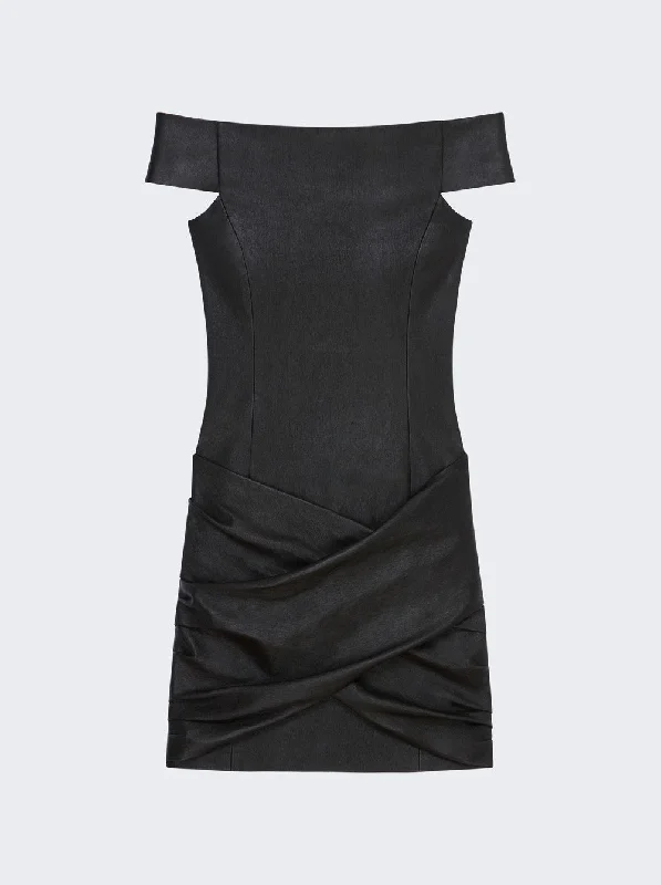 Givenchy Draped Mini Leather Dress BLACK Tunics Versatile all-occasion