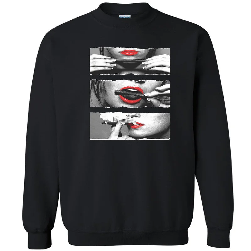 Zexpa Apparelâ„¢ Blunt Roll Sexy Red Lips Unisex Crewneck Legalize Weed 420 Joint Sweatshirt Hoodie with Hem Lace Feminine Delicate Zexpa Apparelâ„¢ Blunt Roll Sexy Red Lips Unisex Crewneck Legalize Weed 420 Joint Sweatshirt Hoodie with Hem Lace Feminine Delicate